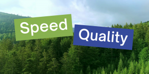 the word "speed" bumps up against the word "quality"